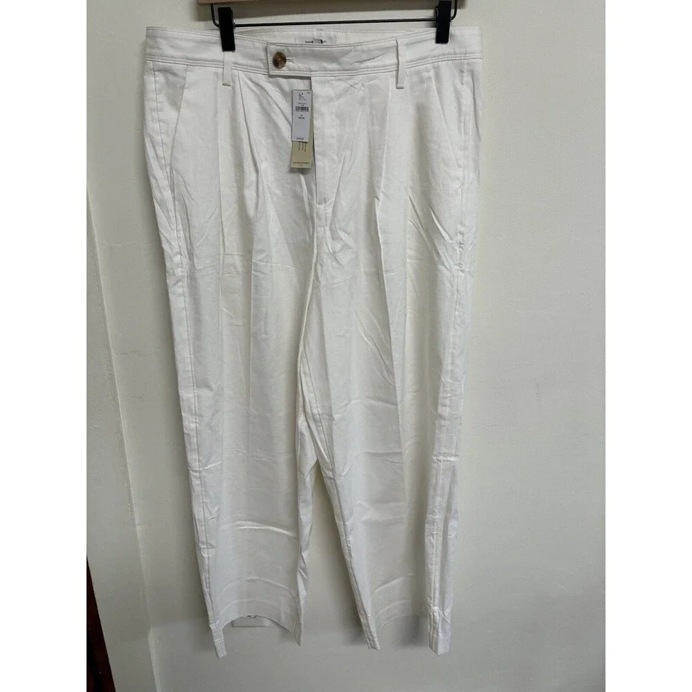 Banana Republic NWT Women’s 14P Linen Blend White Pleated Trouser Straight